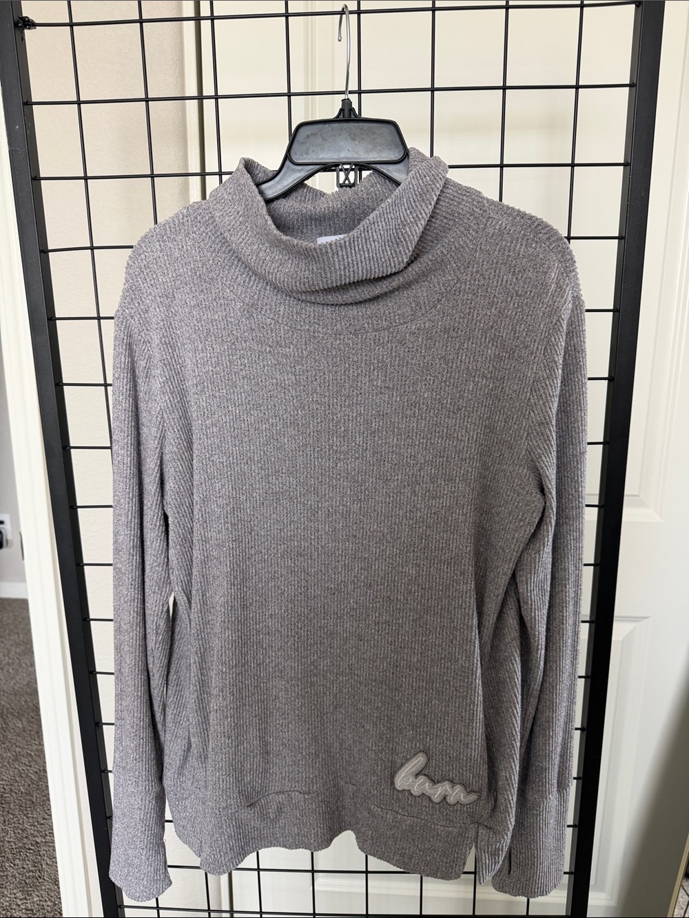 Ribbed Turtleneck Pullover Sweater - Gray